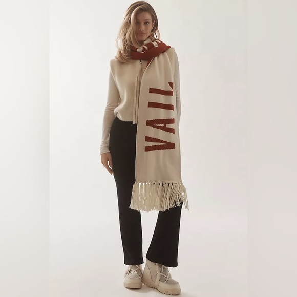 Anthropologie VAIL Cream and Red New Scarf